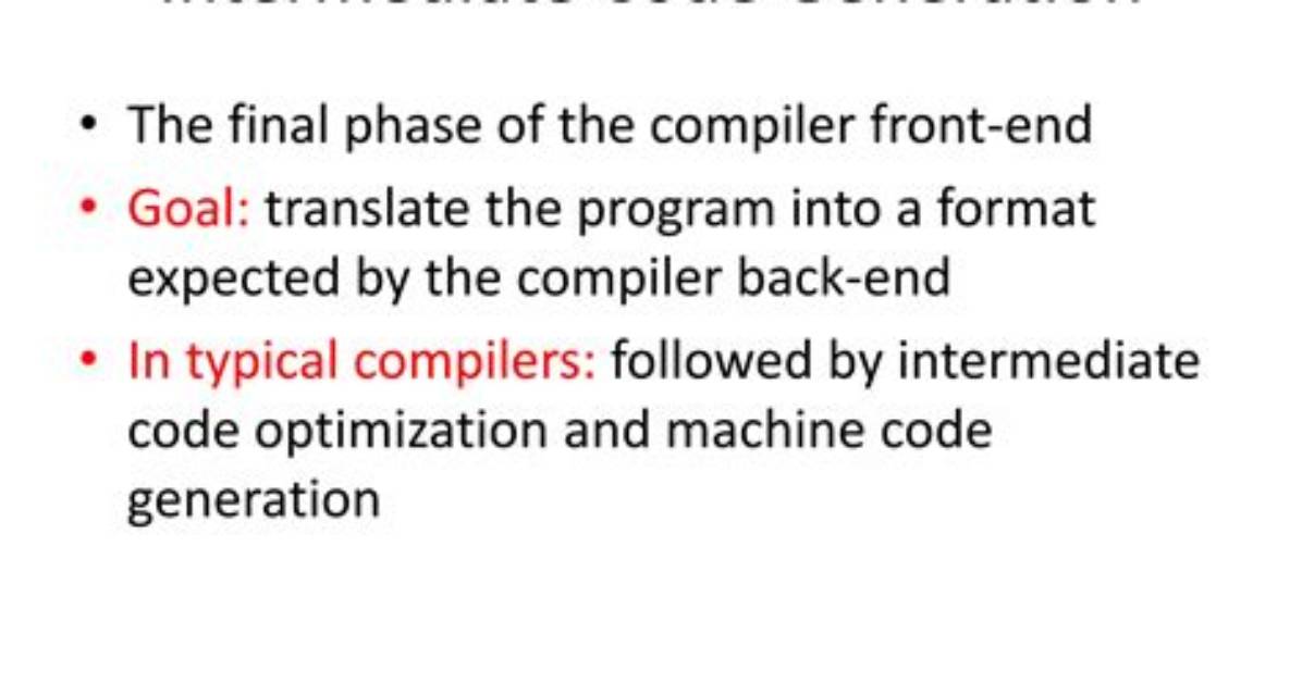 Why Do Compilers Produce Intermediate