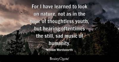 William Wordsworth: 'For I Have Learned to Look on Nature, Not as in the Hour of Thoughtless Youth, but Hearing Oftentimes the Still, Sad Music of Humanity.'
