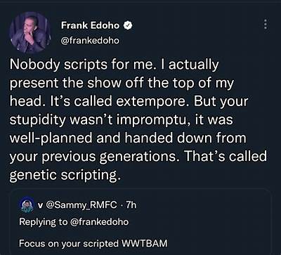 Your Stup! Di! Ty Wasn’t Impromptu, It Was Well-Planned…- Frank Edoho Roasts Troll Who Tried to Drag Him