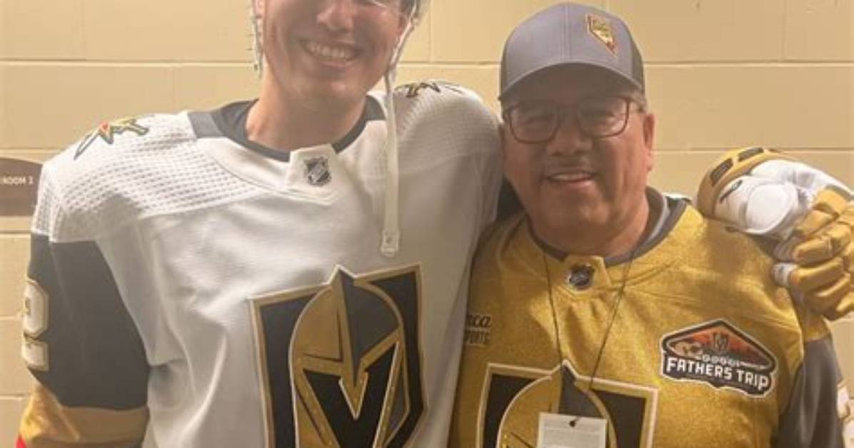 Zach Whitecloud and Father Tim Whitecloud in the Nhl Spotlight